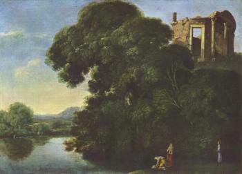 Landscape showing the Temple of Vesta in Tivoli